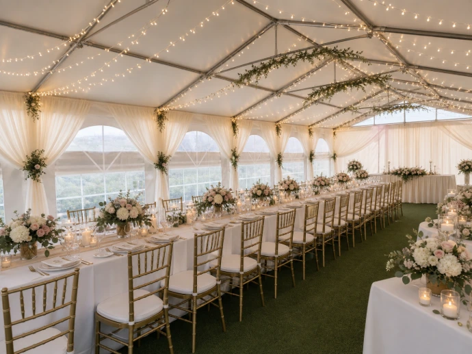 Boda exterior en carpa para celebraciones en Elche